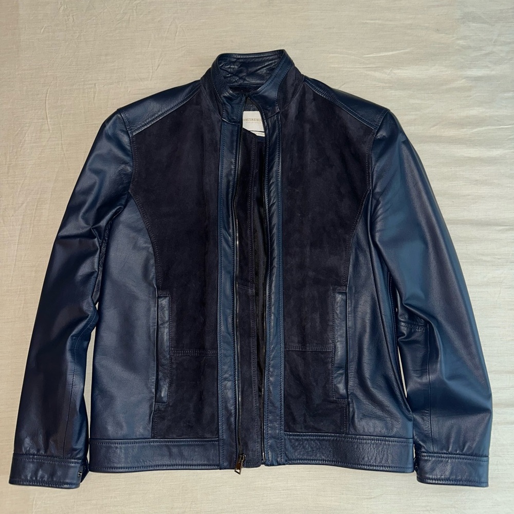 Johnston & Murphy Dark Blue Leather Jacket